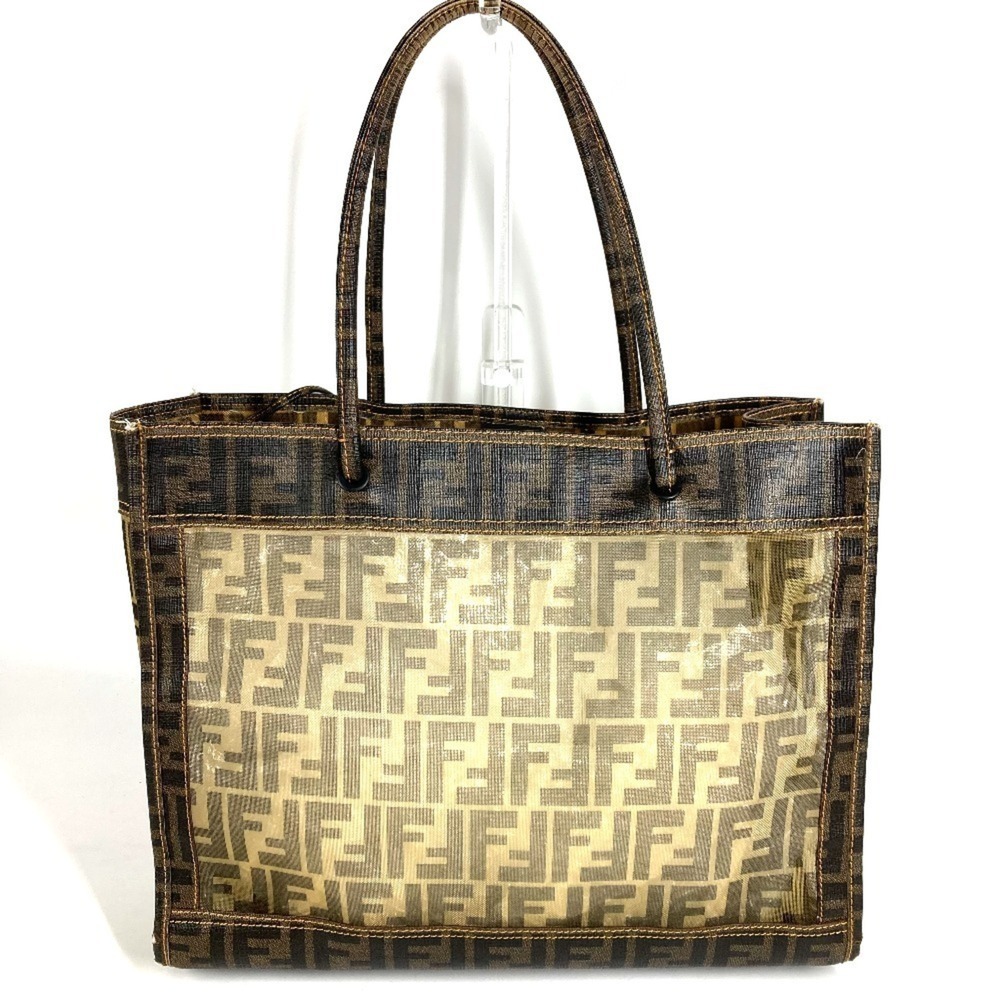 FENDI handbag with pouch, Zucca mesh logo, tote bag, shoulder women's, brown. - Picture 2 of 13